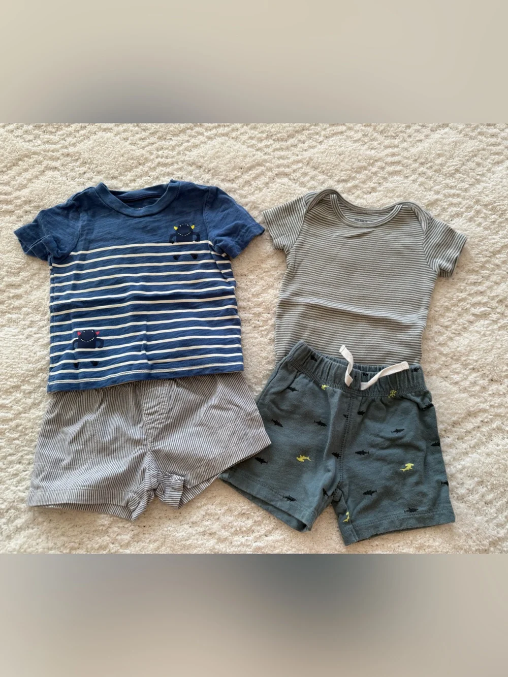 Carter's Navy & White Striped Short-Sleeve Tee with Crab Motif